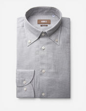 Slim Fit Skjorta Flanell Bomull Cashmere Ljusgrå