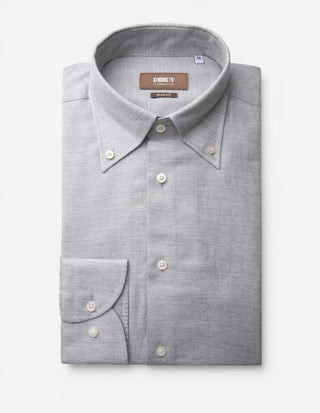 Slim Fit Skjorta Flanell Bomull Cashmere Ljusgrå