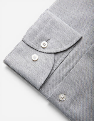 Slim Fit Skjorta Flanell Bomull Cashmere Ljusgrå