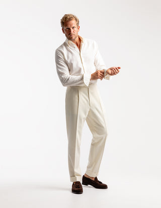 Regular Fit Skjorta Flanell Bomull Cashmere Benvit