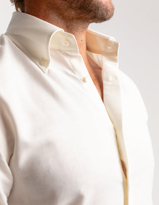 Regular Fit Skjorta Flanell Bomull Cashmere Benvit