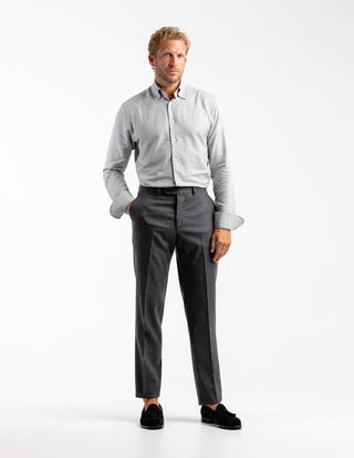 Regular Fit Skjorta Flanell Bomull Cashmere Ljusgrå