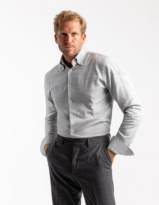 Regular Fit Skjorta Flanell Bomull Cashmere Ljusgrå