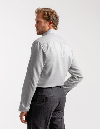 Regular Fit Skjorta Flanell Bomull Cashmere Ljusgrå
