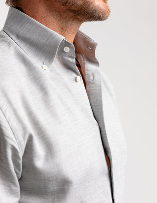 Regular Fit Skjorta Flanell Bomull Cashmere Ljusgrå