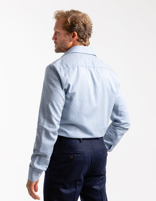 Regular Fit Skjorta Flanell Bomull Cashmere Ljusblå
