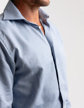 Regular Fit Skjorta Flanell Bomull Cashmere Ljusblå
