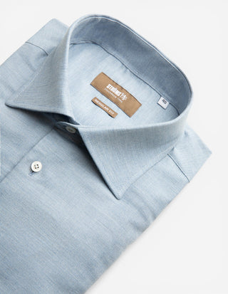 Regular Fit Skjorta Flanell Bomull Cashmere Ljusblå