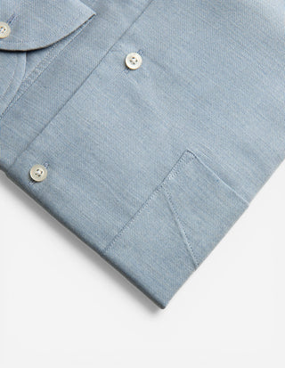 Regular Fit Skjorta Flanell Bomull Cashmere Ljusblå