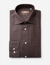 Regular Fit Skjorta Flanell Bomull Cashmere Brun