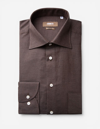 Regular Fit Skjorta Flanell Bomull Cashmere Brun