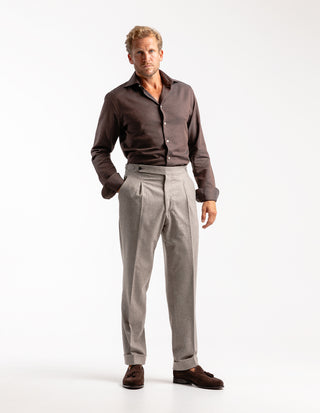 Regular Fit Skjorta Flanell Bomull Cashmere Brun