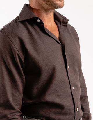 Regular Fit Skjorta Flanell Bomull Cashmere Brun
