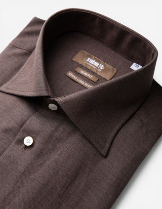 Slim Fit Extra Lång Skjorta Bomull Cashmere Brun