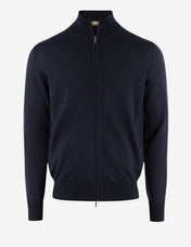 Zip-Cardigan Merinoull Marinblå