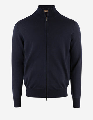 Zip-Cardigan Merinoull Marinblå