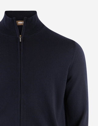 Zip-Cardigan Merinoull Marinblå