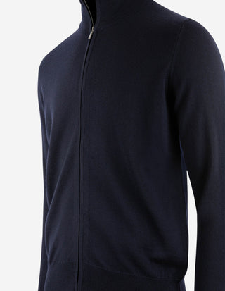 Zip-Cardigan Merinoull Marinblå