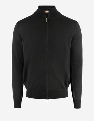Zip-Cardigan Merinoull Svart