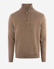 Zip-tröja Ull/Cashmere Brun