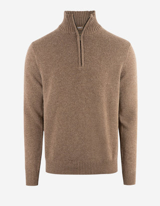 Zip-tröja Ull/Cashmere Brun