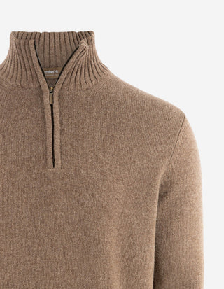 Zip-tröja Ull/Cashmere Brun