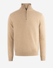 Zip-tröja Ull/Cashmere Beige