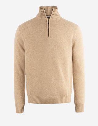 Zip-tröja Ull/Cashmere Beige