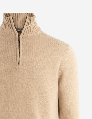 Zip-tröja Ull/Cashmere Beige