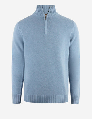 Zip-tröja Ull/Cashmere Ljusblå