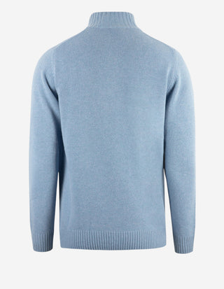 Zip-tröja Ull/Cashmere Ljusblå