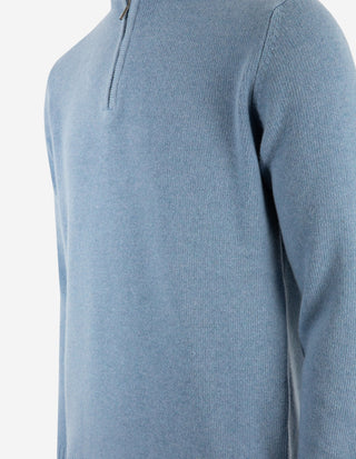 Zip-tröja Ull/Cashmere Ljusblå