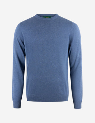 Oakford Tröja Rundhals Hight Twist Bomull Denimblå