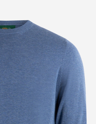 Oakford Tröja Rundhals Hight Twist Bomull Denimblå