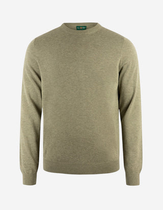 Oakford Tröja Rundhals Hight Twist Bomull Mossgrön