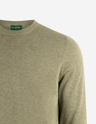 Oakford Tröja Rundhals Hight Twist Bomull Mossgrön