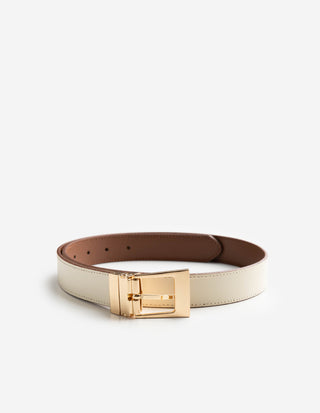 Ember Vändbart Bälte Läder Brun/Vit