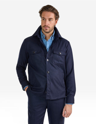 Firenze Overshirt Flanell Marinblå