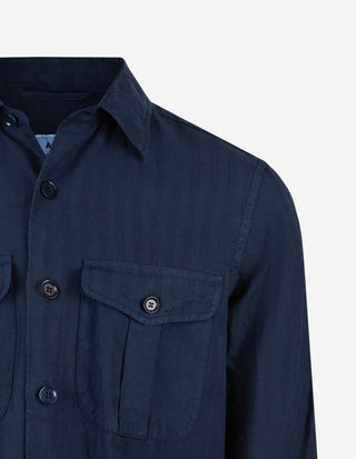 Glenn Overshirt Lyocell/Linne Blå