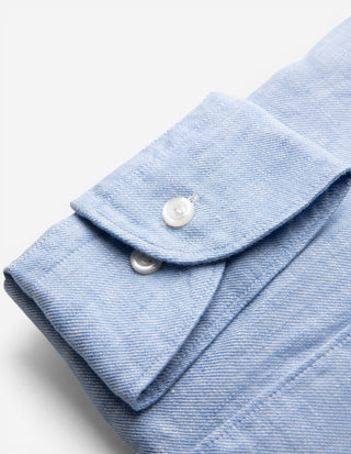 Slim Fit Skjorta Linne Ljusblå