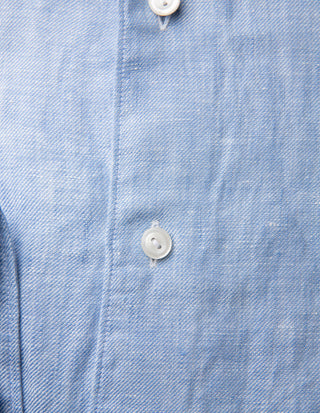 Slim Fit Skjorta Linne Ljusblå