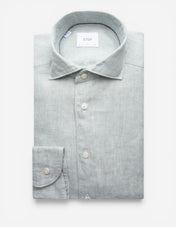 Slim Fit Skjorta Linne Ljusgrön