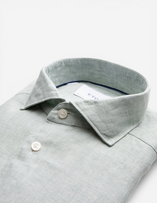 Slim Fit Skjorta Linne Ljusgrön