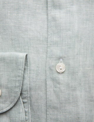 Slim Fit Skjorta Linne Ljusgrön