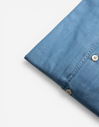 Casual Fit Jeansskjorta Helskuren Krage Denim Blå