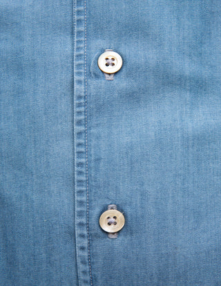 Casual Fit Jeansskjorta Helskuren Krage Denim Blå