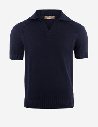 Sartorial Open Polo Twisted Cotton Navy