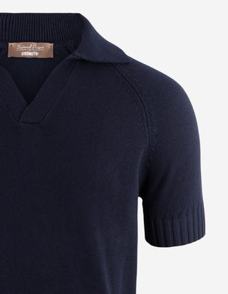 Sartorial Open Polo Twisted Cotton Navy