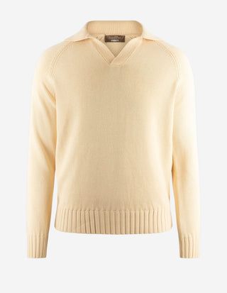 Sartorial Open Polo Långärmad Twisted Cotton Benvit