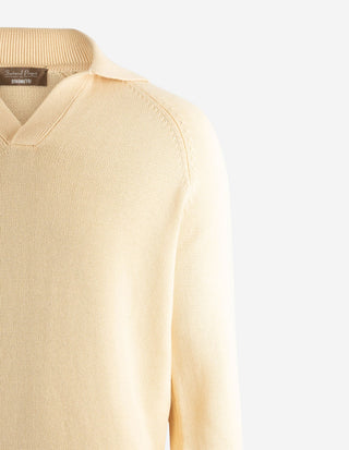 Sartorial Open Polo Långärmad Twisted Cotton Benvit